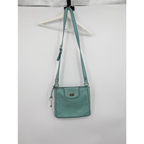 Fossil Marlow Teal Blue Green Crossbody Bag Leather Adjustable Strap ** - Picture 3 of 12